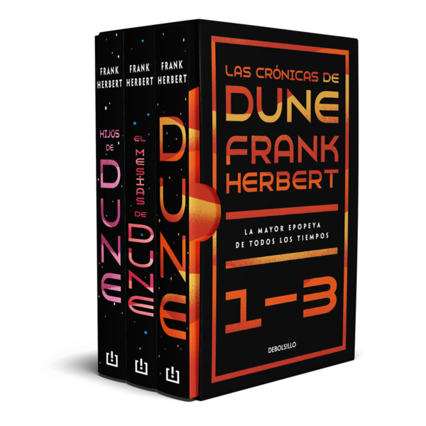 Estuche Libros Las Crónicas de Dune + El Mesías de Dune + El Hijo de Dune Frank Herbert