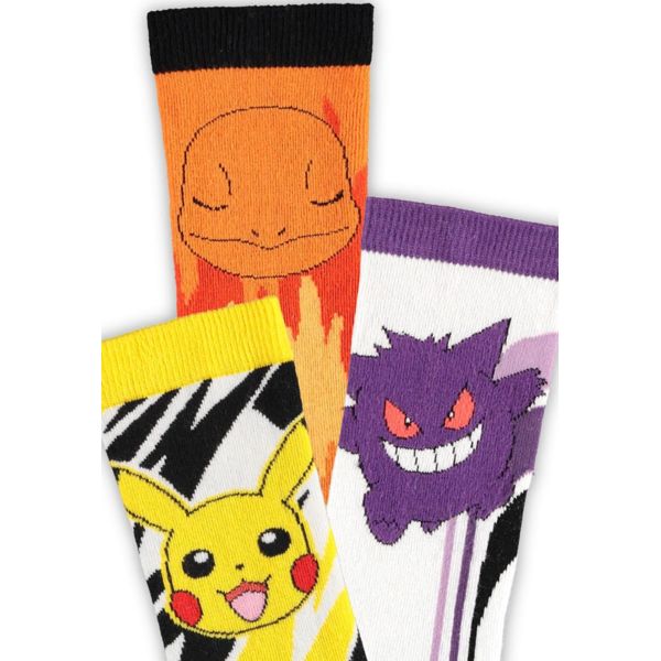 Calcetines Pikachu, Charmander, Gengar Pokemon Pack 3 Talla 39-42