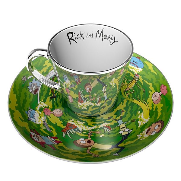 Taza Cafe y Plato Portal Rick y Morty