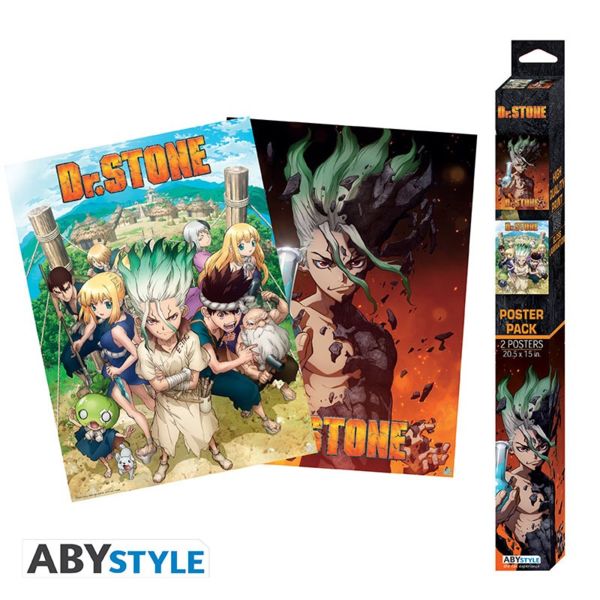 Dr Stone Poster Artwork & Group Set 52 x 38 cms